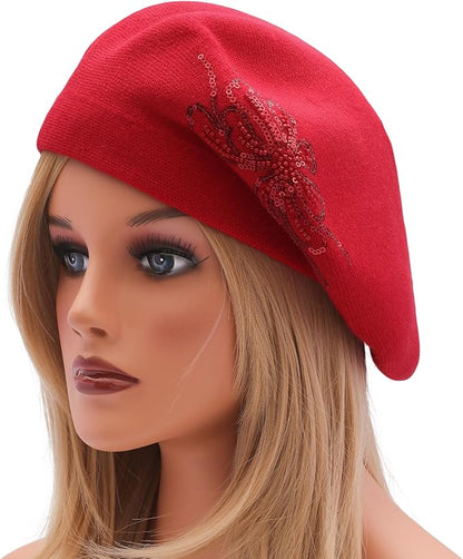 Winter Women French Beret Hat Kaschmir Solid Color Knitted Berets