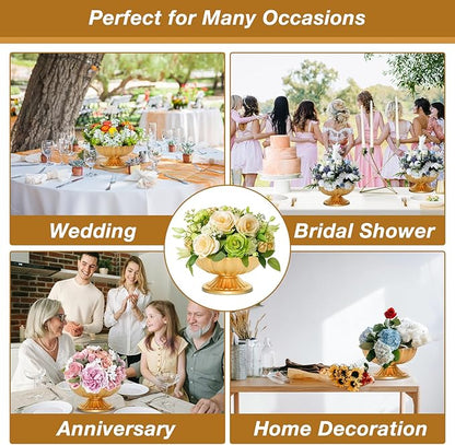 Gold Flower Vases for Centerpieces: Vintage Compote Bowl Vase for Wedding Gold Centerpieces for Table 4 Inch Small Pedestal Vase for Party Metal Urn Vases for Anniversary Home Set of 10