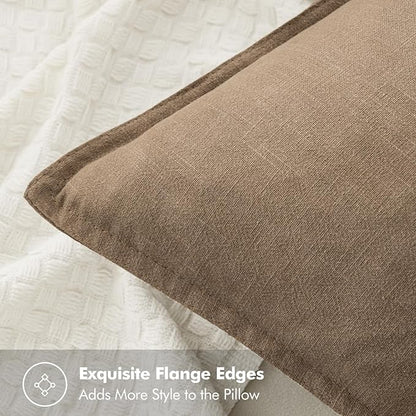 MIULEE Decorative Linen Pillow Covers 28x28 Inch Khaki Boho Farmhouse Neutral Winter Couch Throw Pillows for Bed Pack of 2 Accent Modern Pillowcase Sofa Livingroom Home Decor