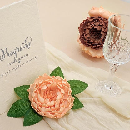 Artificial Flowers, 16pcs Realistic Rose for DIY Wedding Bouquets Centerpieces Arrangements, Terracotta Peonies Flowers with Stem Bridal Shower Party Home Decorations