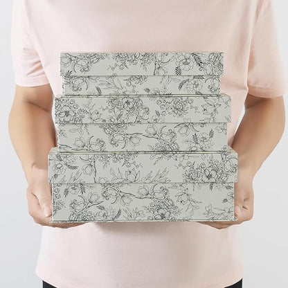 Soul & Lane Decorative Storage Boxes with Lids, Set of 3 Cardboard Boxes for Home Décor and Documents, Memory Organizers for Keepsakes with Magnetic Closure, Photo Storage, Elegant Floral