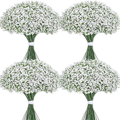 Yastouay Babys Breath Artificial Flowers, 30Pcs Fake White Babys Breath Flowers Artificial Bulk, Real Touch Faux Babies Breath Gypsophila Bouquet for Wedding Floral Arrangement Party Decor