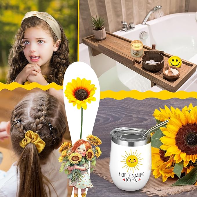 14 Pcs Sunflower Gifts for Women, Sending Sunshine Christmas Gifts Birthday Gift Women Get Well Soon Gift Baskets Care Package Unique Spa Box for Thinking of You Her Sister Best Friend