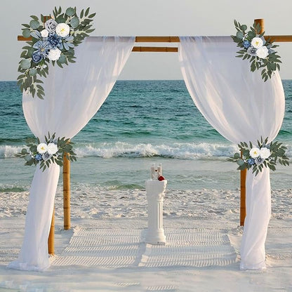Blue White Wedding Arch Flowers, Faux Flower Swag Set of 2, Blue White Floral Swag for Wedding Arch Welcome Signs, Reception Ceremony Signs Decor