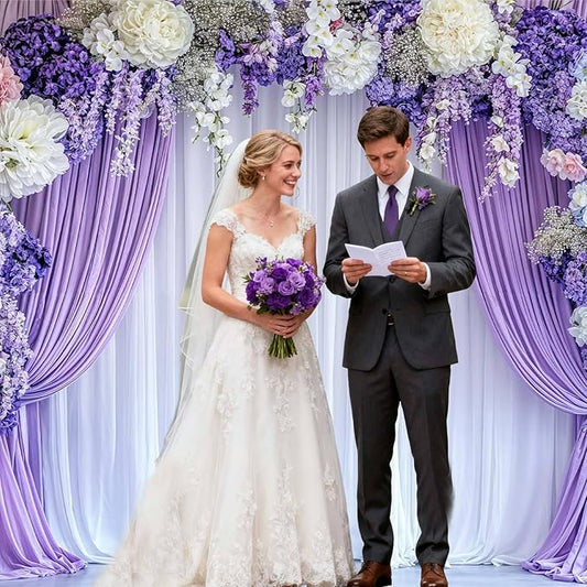 12x8ft Flower Photo Backdrop Floral Purple Photography Background White Curtain Spring Wedding Baby Shower Girl Princess Birthday Party Supplies Photo Studio Props