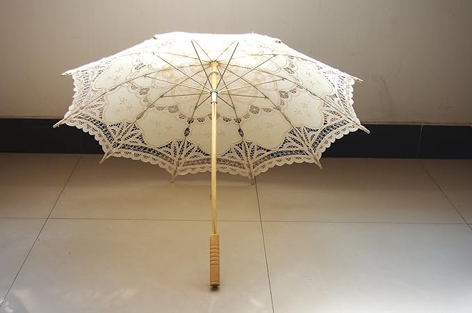 Handmade Ivory Lace Parasol Umbrella Wedding Bridal 30 Inch Adult Size
