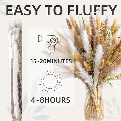 Boho Decor Bouquet - Pampas Grass and Reed Grass Decor kit Mix Dried Flower Arrangement Home Table Rustic Farmhouse Bedroom Decor