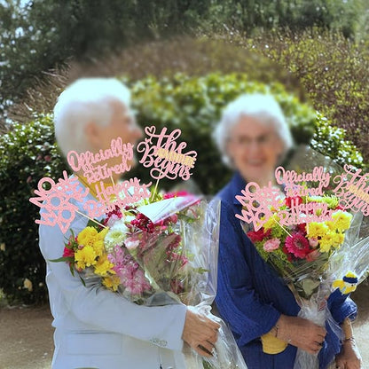 Ephlyn 16Pcs Happy Retirement Centerpiece Sticks Officially Retired Table Flower Centerpieces Sticks No Work Zone Floral Decorations for Farewell Birthday Party Centerpieces Supplies Pink