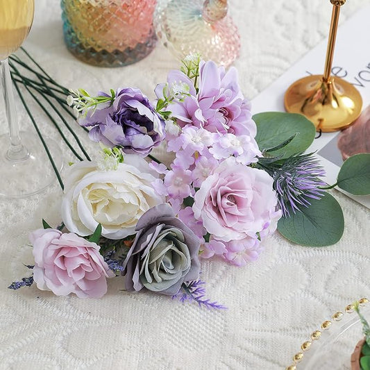 Artificial Flowers Combo, Fake Flowers for DIY Tables Centerpieces Baby Shower Bridal Shower Wedding Bouquet Arrangements Party Candle Holder Cake Decor Flower Home Decorations