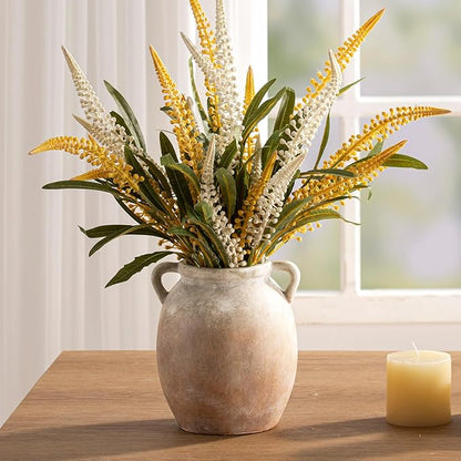 Ceramic Flower Vase 7.6 inch Farmhouse Rustic Vase Decorative Pottery Terracotta Vases for Home Decor Table Mantle Fireplace Living Room Bathroom Wedding Centerpiece (Aged Terra)
