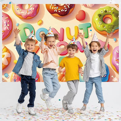 152x100cm/60x40in Donut Backdrop, Sweet Donut Grow Up Birthday Backdrop for Newborn Baby Shower Kids Girls Birthday Party Decorations & Supplies