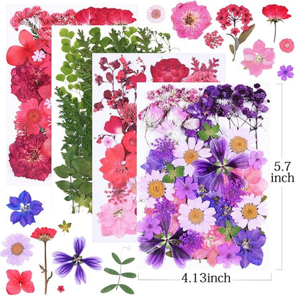 146Pcs Dried Pressed Flowers for Crafts,Xinxinran Dry Flowers Kit for Resin Molds,Epoxy Resin Accessories,Bookmark,Nails, Jewelry Molds,Candle Making Supplies,Soap,Frame