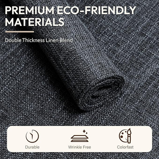 Blue Forest Placemats Set of 8, Dual-Layered Thickened Faux Linen Cloth Place Mats Heat Resistant Machine Washable Wrinkle Free Table Mats Indoor/Outdoor (Dark Grey)