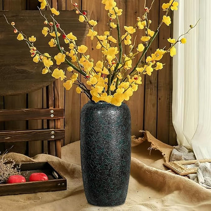 Rustic Ceramic Tall Vase,15.7 Inch Large Pottery Farmhouse Decor Floor Vase for Living Room Entryway Table Centerpiece Decor,Vintage Terracotta Vases,Wedding Gift,Green