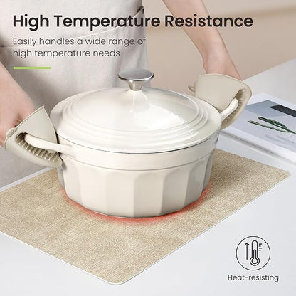 Placemats Set of 6, Faux Leather Heat Resistant Wipeable Placemats, Dual Sided Waterproof Washable Table Mats with Coaster, Suitable for Kitchen, Dining, Table Decor (6, Beige Dark Coffee)