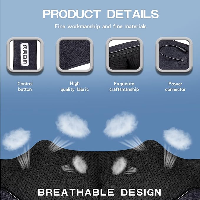 Mo Cuishle Shiatsu Back Shoulder and Neck Massager with Heat, Electric Deep Tissue 4D Kneading Massage, Best Gifts for Women Men Mom Dad, Fathers Day, Mothers Day, Christmas Gifts