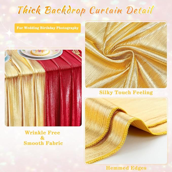 Wedding Backdrop Curtains for Arch Drape: 4 Panels 4.8x8FT Glitter Backdrop Wrinkle-Free Fabric for Fall Christmas Party Decorations