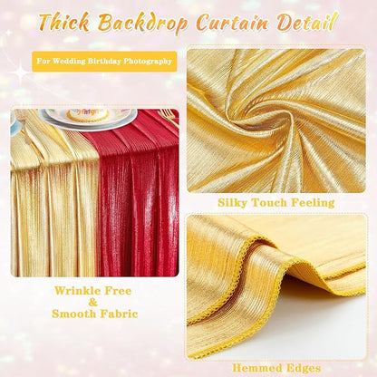 Wedding Backdrop Curtains for Arch Drape: 4 Panels 4.8x8FT Glitter Backdrop Wrinkle-Free Fabric for Fall Christmas Party Decorations