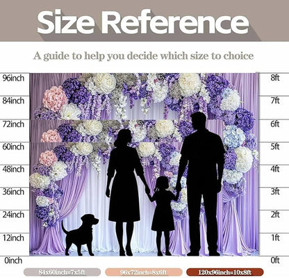 6 x 4 ft Flower Photo Backdrop Floral Purple Photography Background White Curtain Spring Wedding Baby Shower Girl Princess Birthday Party Supplies Photo Studio Props
