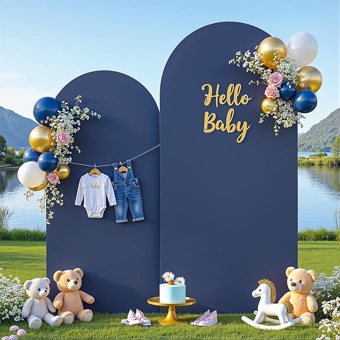 HB HBB MAGIC Navy Blue Arch Backdrop Cover Set of 2 Navy Blue Arch Cover 7.2 and 6ft Wedding Arch Cover Stretchy Backdrop Bridal Baby Shower Birthday Party Arches Stand Covers Spandex
