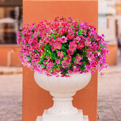 Artificial Fake Plants Flowers for Outdoor Outside Summer Decoration,16 Bundles No Fade UV Resistant Realistic Plastic Faux Silk Fake Daisy Plants for Outside Garden Home Planter Porch Patio Yard