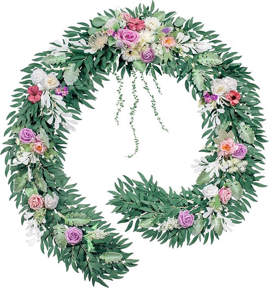 9FT Wedding Arch Flower Garland, Handmade Wedding Table Decorations,Head Table Floral Decor for Noble and Charming Wedding Ceremony