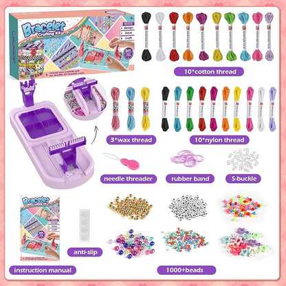 IFLOVE Arts and Crafts for Kids Ages 8-12,Friendship Bracelet Making Kit for Girl,DIY Arts and Crafts Maker for Kids,Jewelry Making Kit Christmas Gifts for Ages 6 7 8 9 10 11 12 Year Old (Purple)