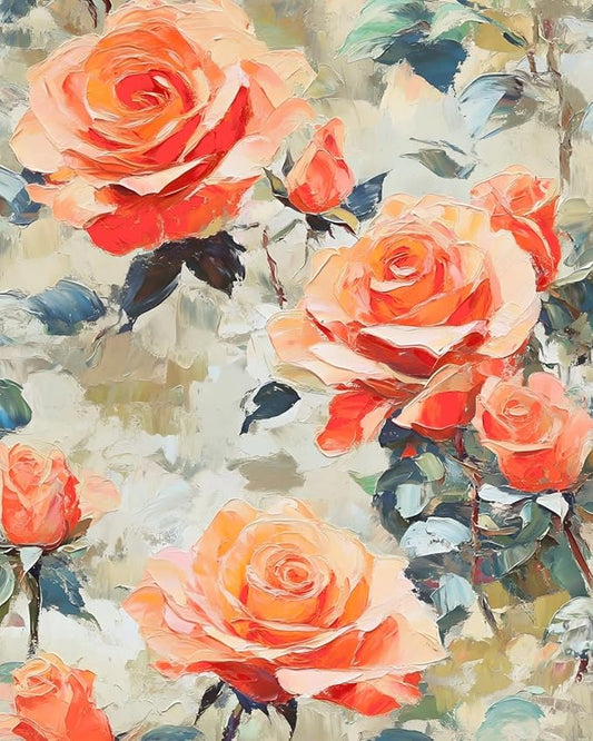 Bright Watercolor Floral Wallpaper Vibrant Flower Wall Paper Stick and Peel Colorful Orange Contact Paper for Bedroom Bedroom Cabinet Removable Renter Friendly 17.5 x 118In