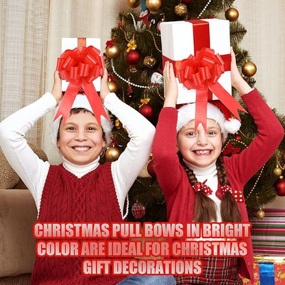 Yilloog 100 Pcs 5 Inch Christmas Pull Bows for Gift Wrapping, Gift Wrapping Pull Bows with Ribbon for Christmas Presents Wedding Decor Basket Bag Holiday Decor(Red)