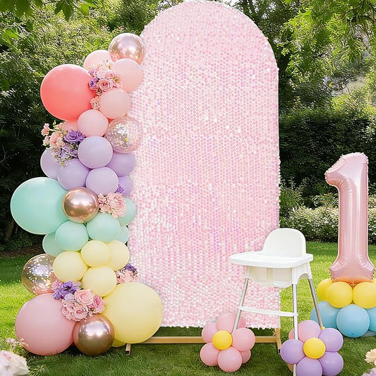6.6FT Seuqin Arch Cover Glitter - White Iridescent Wedding Arch Backdrop Cover Fabric Balloon Birthday Wedding Arch Decorations