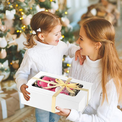 White Large Gift Box with Window, 13.5"x9"x4.3" Bridesmaid Box for Gifts Giving,Birthday Gift Boxe with Magnetic,Closure Lid Gift Boxs for Presents,Cute Box,Luxury for Gift Packaging,Gift Boxes for Wrapping Gifts