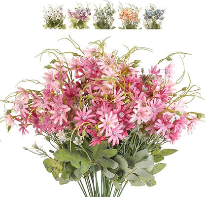 Artificial Flowers Wildflowers Silk Daisy Spring Fake Daisies Decoration Summer UV Resistant Colorful Mixed Bundles Faux Greenery Outdoor Plant Stem Filler for Home Decor Indoor Floral Arrangements