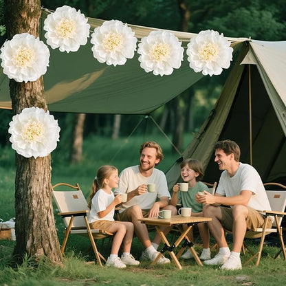SUNBEAUTY 6 Pcs White Giant Paper Flowers Decorations 12" Large Tissue Artificial Crepe Paper Flowers for Party Wedding Wall Table Birthday Baby Shower Bridal Nursery Room Tea Party Backdrop Decor
