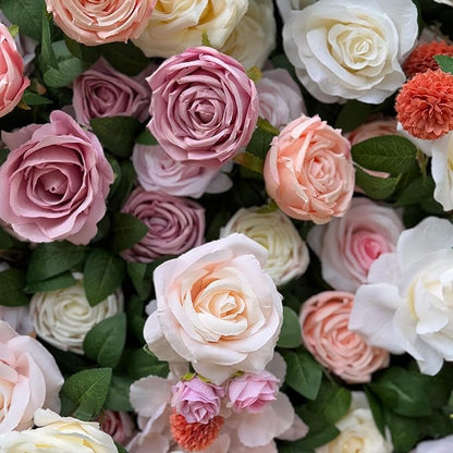 Luxury‌ Artificial Flower Wall Backdrop 5D Silk Rose Flower Panel Wedding Baby Shower Party Birthday Decorative Quick Assembly