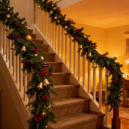 6FT Christmas Garland with Artificial Norfolk Pine - Christmas Decorations, Fall Decor, Mantle, Norfolk Greenery for Fireplace,Table,Window,Stairs,Mante,Holiday Indoor Outdoor Xmas Decor