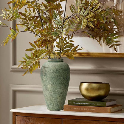 Ceramic Flower Vase Home Decor - 9.2 inch Large Farmhouse Table Vases, Rustic Decorative Vases for Kitchen Living Room Coffee Dining ShelfMantel Decoration