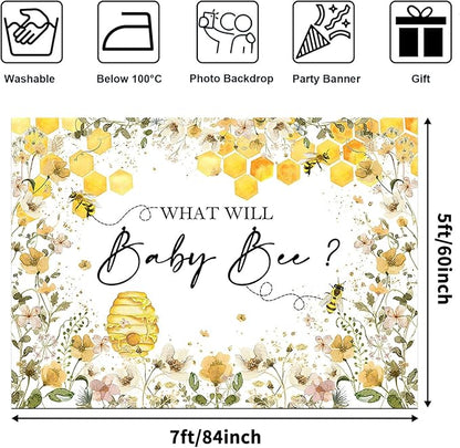 Avezano Bee Gender Reveal Backdrop What Will Baby Bee Photography Background Bumble Honeycomb Gender Reveal Party Decorations Banner Floral Theme Baby Shower Photo Backdrops (7x5ft)