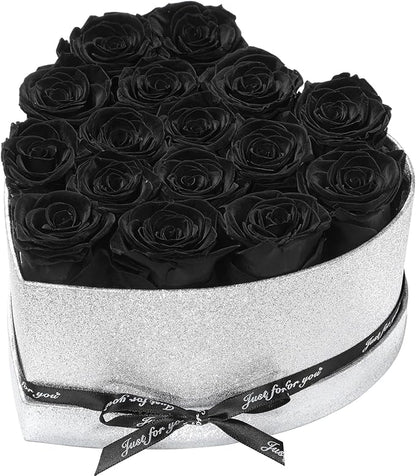 Flowers for Delivery-16 Black Forever Real Roses in a Box, Preserved Rose Gifts for Her, Birthday Anniversary Mothers Day Valentines Day Flower Gifts for Women, Mom, Get Well, Sympathy