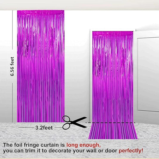 2 Pack 3.28 ft x 6.56 ft Rose Red Tinsel Curtain Party Backdrop Decorations, Metallic Foil Fringe Backdrop Door for Halloween, Christmas, Birthday Graduation Wedding Party Streamers Photo Backdrop.