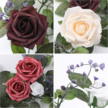 Senseya Artificial Rose Runner Rustic Garland Floral Arrangements Wedding Ceremony Backdrop Arch Flower Table Centerpieces Decorations