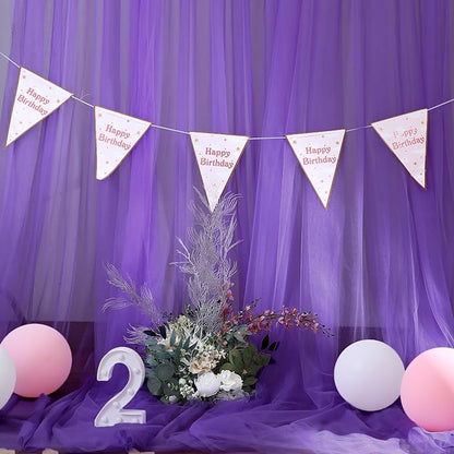 Purple Sheer Backdrop Curtain for Baby Shower Girls Birthday Party 10ft X 10 ft, 2 Panels Purple Tulle Backdrop Curtains Drapes for Wedding Photoshoot Background Decorations