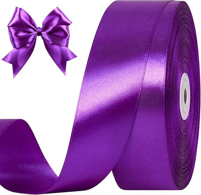 1-1/2 Inches 100 Yards Purple Satin Ribbon, Ribbon Roll for Flower Bouquets, Gift Wrapping, Wedding, Handmade Crafts