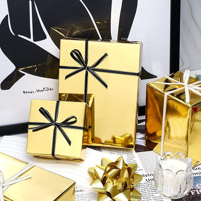 RUSPEPA Gold Metallic Wrapping Paper - 81.5 Sq Ft - Christmas Wrapping Paper Perfect for Wedding,Birthday,Christmas,Baby Show - 30 inches x 32.8 feet