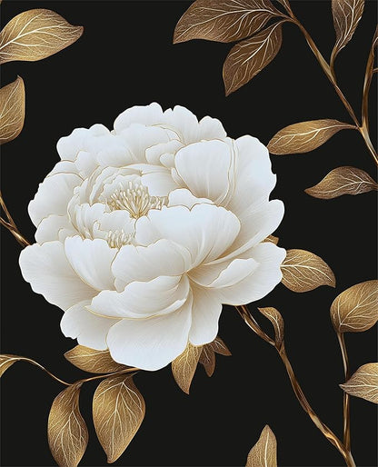 Black Golden Floral Wallpaper Peel and Stick Flowers Contact Paper 17.5in x 118in Vintage Leaf Wall paper Vinyl Waterproof Self Adhesive Dark Botanical Walls Murals for room Cabinet Table Drawer Decor