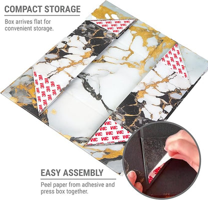 Sorarto Luxury Keepsake Gift Box 3-Pack | Marble Gold Decorative Boxes with Magnetic Lids for Presents, Wedding Memory Box, and Bridal Gifts. 11.5" x 7.5" x 3.5"