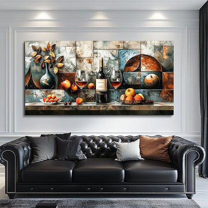 hyidecorart Large Wall Art For Kitchen Wall Decor For Living Room Dining Room Decorations Still Life Wine Glass Fruit Canvas Prints Painting Restaurant Posters Modern Stretched Artwork Home Decor