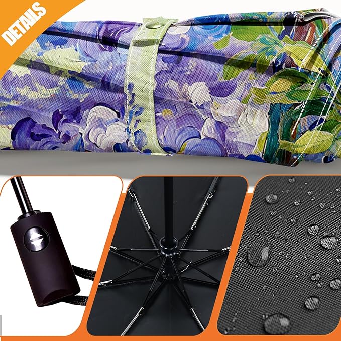 Small Compact Travel Automatic Folding Umbrella for Women, Portable Lightweight, Rain, Wind, UV Sun Shade