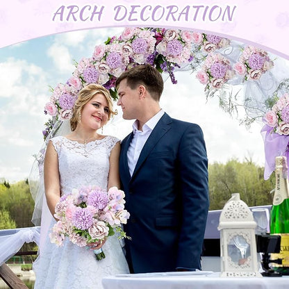 Lyrow 8 Pcs Peony Artificial Flowers Fake Silk Hydrangea Bouquet Elegant Peony Flowers for Wedding Decoration Faux Realistic Floral for Home Party Table Centerpieces Arrangement (Light Purple)