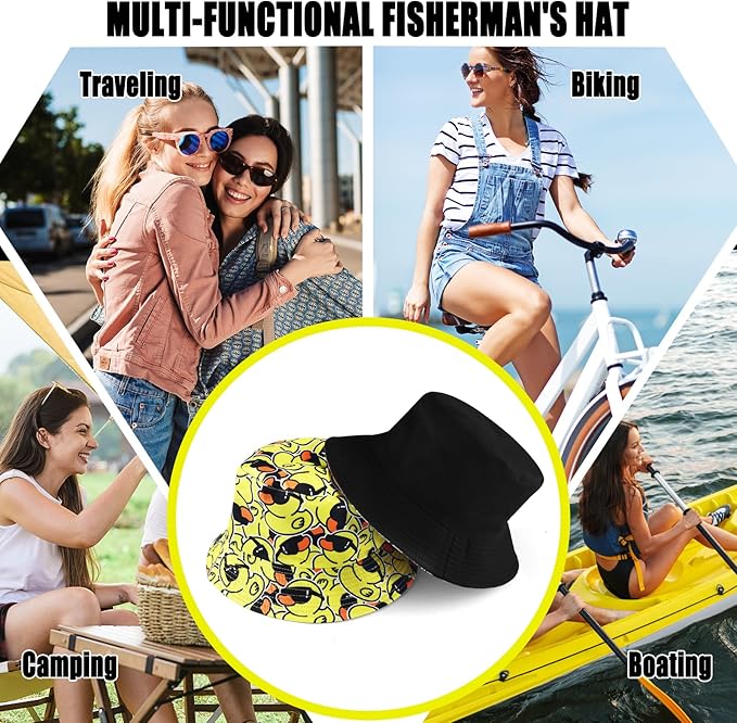 Sun Hat for Women Bucket Hat Cotton Reversible Summer Travel Beach Fishing Cap