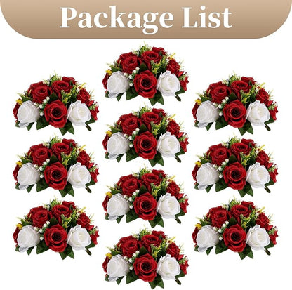 Sziqiqi Red Fake Flowers for Wedding Centerpiece Kissing Flower Balls for Tables Flower Centerpieces Arrangement for Party Road Lead